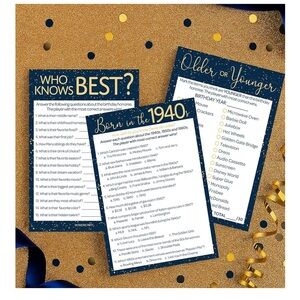 Birthday party 1940s Edition Trivia Cards